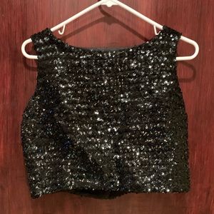 Black Sequin Crop Top